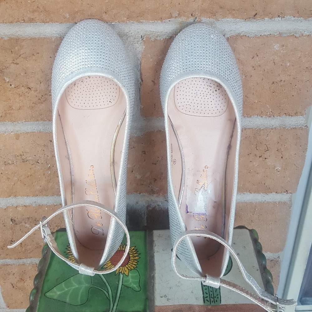 Rhinestone Silver Flats with Straps